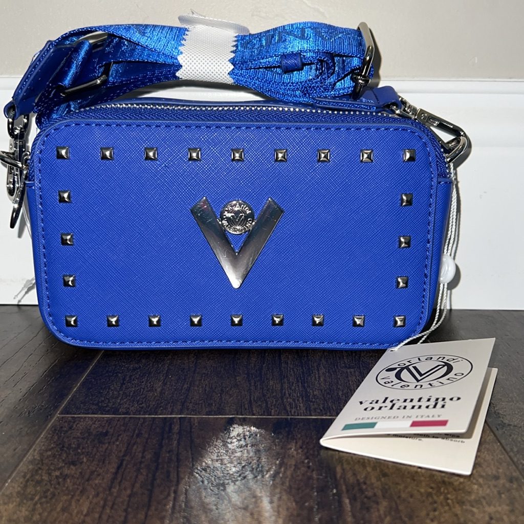Nwt Blue Studded Valentino Orlandi Camera Crossbody